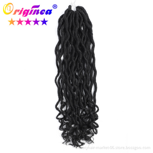 Factory Price Synthetic Ombre Crochet Faux Locs Curly Ends with Needle for Crochet Braid Hair Extensions Goddess faux Locs